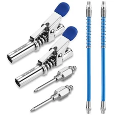 WORKPRO 6PCS Grease Gun Coupler Set Quick Release Grease Needles&12" Grease Hose