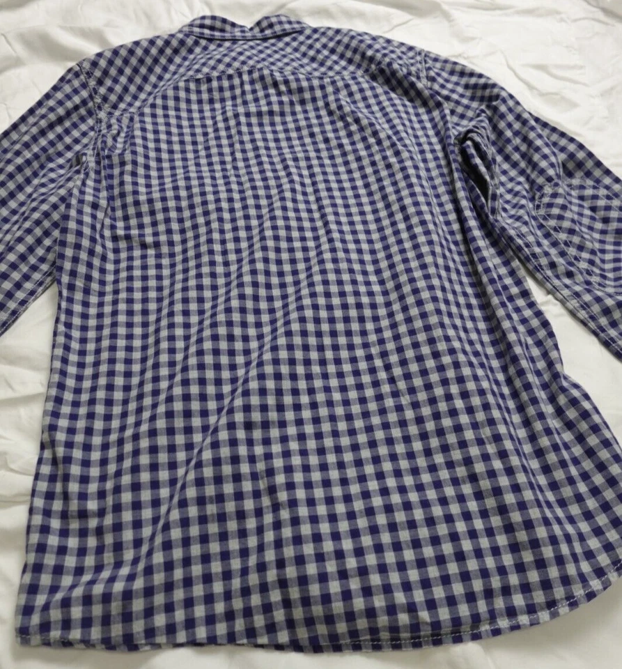 Camisa informal United Colors of Benetton para hombre M azul a cuadros manga larga con botones Foto 2 de 4