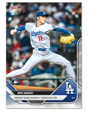 2025 Topps Now Roki Sasaki #137 Rookie Earns 1st MLB Win Dodgers IN HAND!