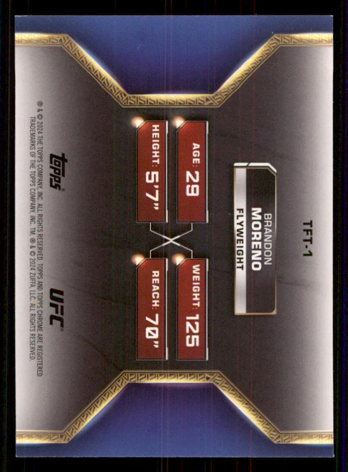 2024 Topps Chrome UFC Tale of the Tape #TFT1 Brandon Moreno - Image 2 of 2