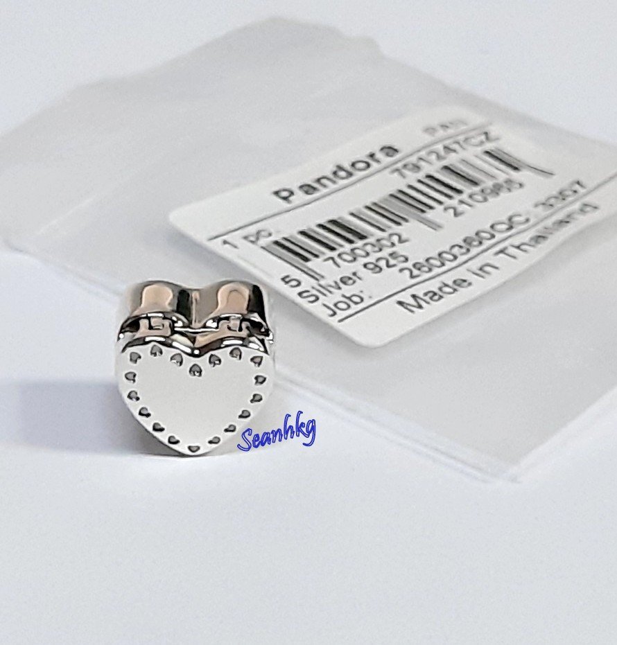Pandora Heart Gift Box S925ALE Charm 14K Ring Clear CZ Authentic