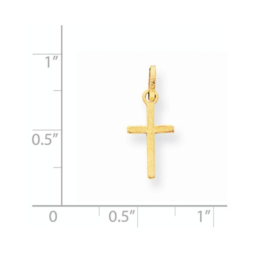 14K YELLOW GOLD SMALL PLAIN POLISHED CROSS CHARM PENDANT - MADE IN ITALY - Picture 3 of 7