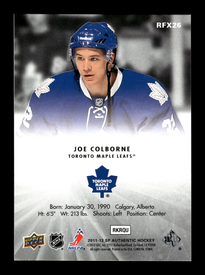 5-01-04 PWE . 2011-12 spa sp authentic ud rookie holo fx #rfx26 joe colborne - Image 2 of 2