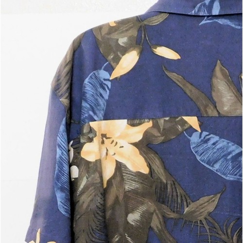 Camisa Floral Hawaiana Island Shores Para Hombre XXL Azul Verde Amarillo Manga Corta Seda - Imagen 7 de 8