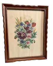 Vintage Framed "Field Flowers" Botanical Print Wall Art with Wood Frame 10x13