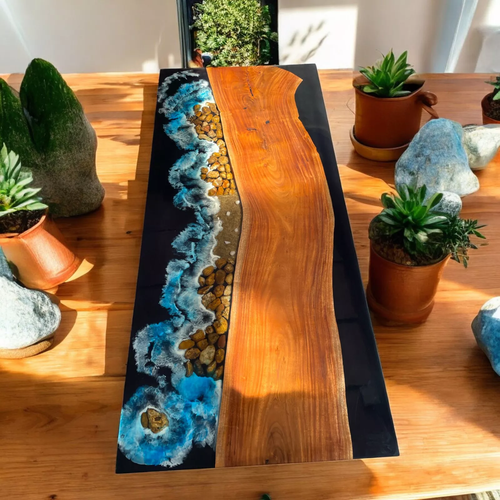 Ocean Wave Epoxy Resin Dining Table Top Bar Desk & Living Room Interior ...