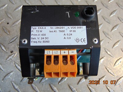 EKA 4 TRANSFORMER PRI: 430V SEC: 24VDC NR: 2862/01 - FREE SHIPPING