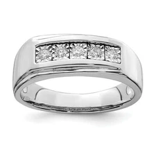 Silver Rhodium Plated Men's Polished Diam. Ring QR6465