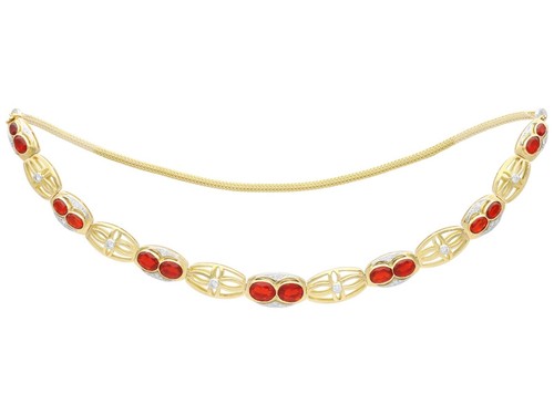 23.39Ct Fire Opal and 2.50Ct Diamond, 18k Yellow Gold Jewellery Set Circa 1990 - Picture 3 of 24
