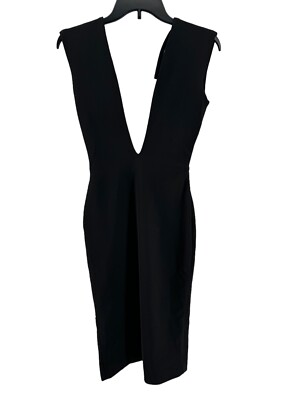 Solace London Women's Jet Black Deep Cut Byredo Knee Length Dress Size 2