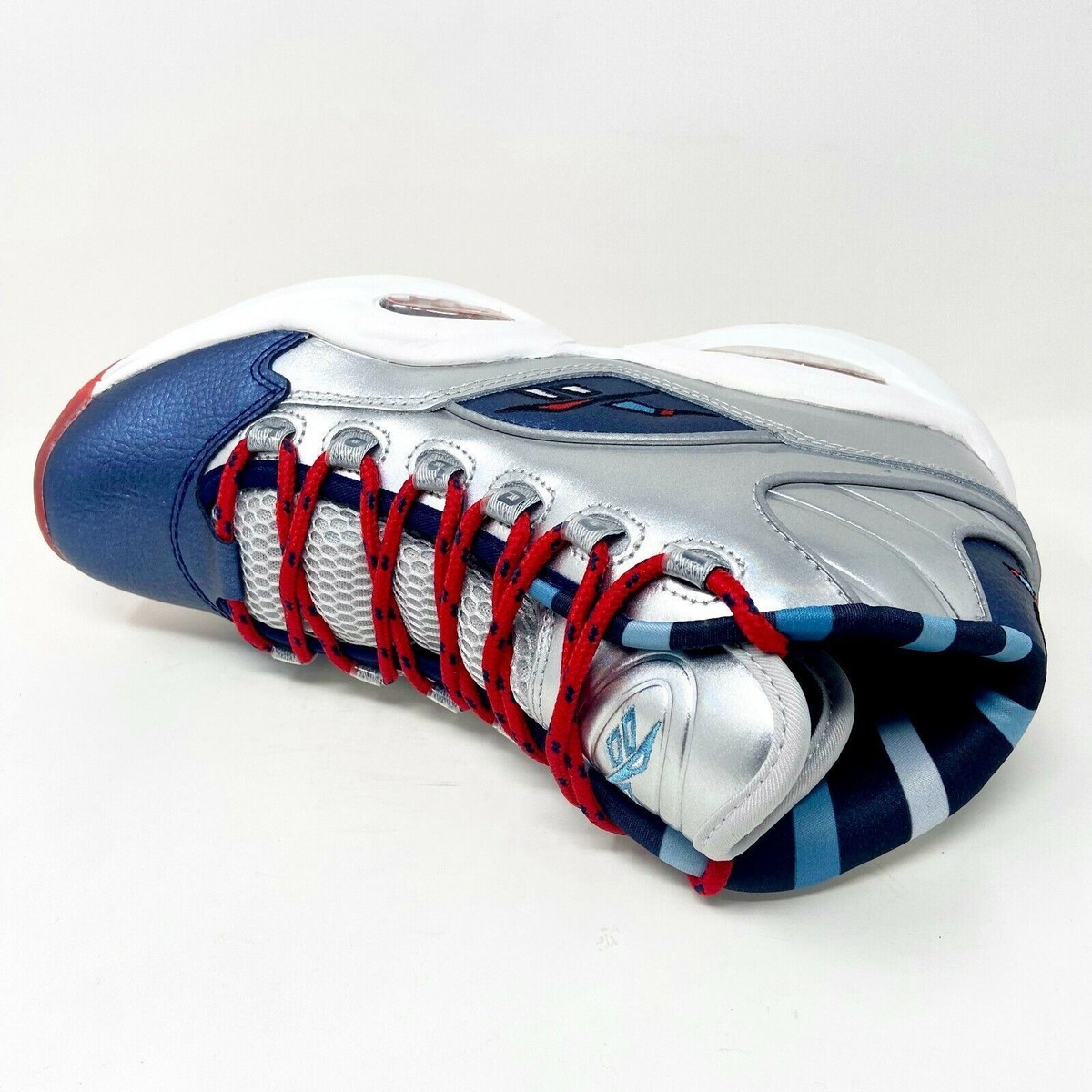 Reebok Question Mid Silver Blue Red Harden Iverson Mens