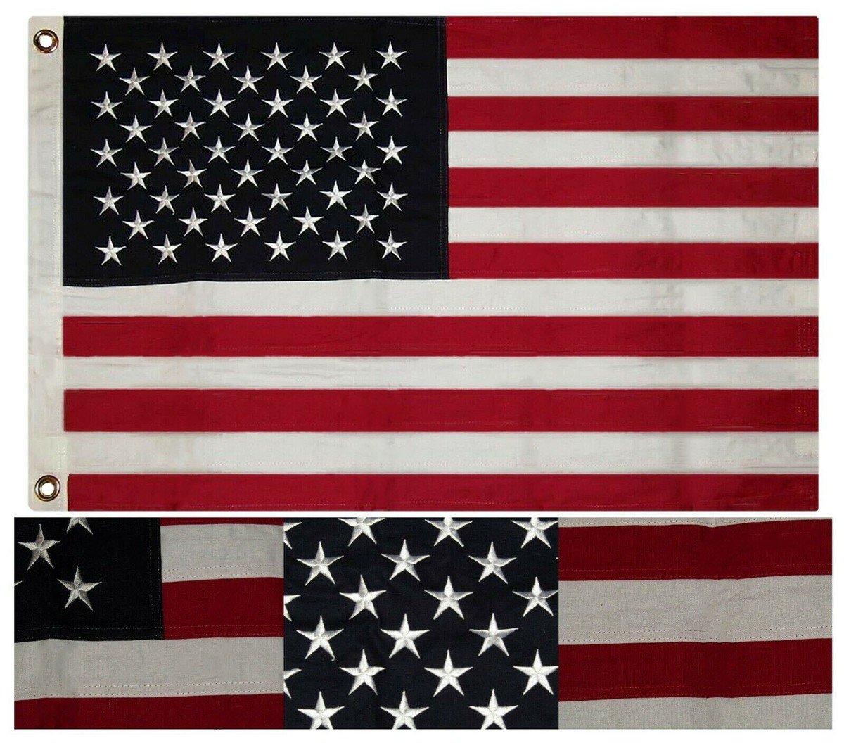 2x3 Embroidered USA American Sewn 100% Cotton flag 2'x3' ft 2