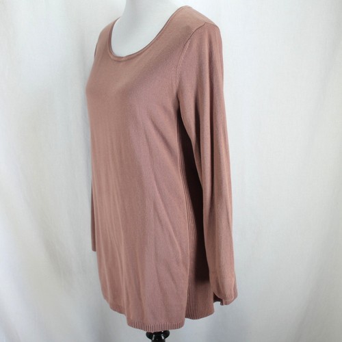 J Jill Tunic Sweater Womens Size M Solid Rosewood Pink Long Sleeve Ribbed Sides - Picture 3 of 7