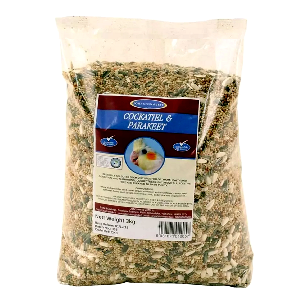 JOHNSTON & JEFF COCKATIEL & PARAKEET FEED cage bird seed aviary pet food mix