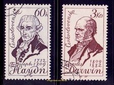 EBS Czechoslovakia 1959 - Joseph Haydn - Charles Darwin - Michel 1161-1162 - CTO