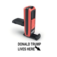 DONALD TRUMP LIVES HERE - Portable Self-inking Pocket Stamp - BLACK INK