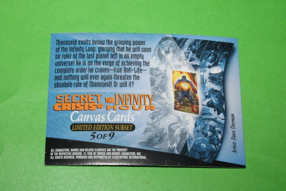 1996 AMALGAM MARVEL DC #5 CANVAS INSERT CARD SIGNED DAVE DORMAN THANOSEID THANOS - Image 4 of 4