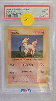 1999 POKEMON GAME PONYTA PSA 9 BASE SET SHADOWLESS