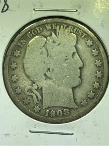 1908 Barber Silver Half Dollar Coin 90% Silver