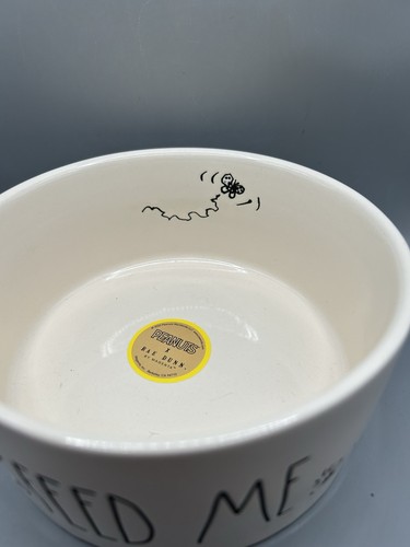 Rae Dunn Peanuts Snoopy und Woodstock FEED ME Hund Haustier Napf mit Schmetterling 6 Zoll NEU - Bild 2 von 10