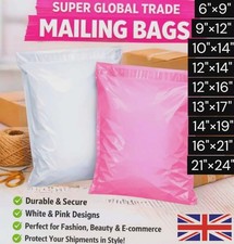 Strong Mailing Bags Shipping Postal Pink White Bulk Self Seal Postage Packaging