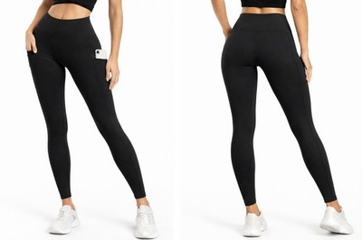 Damen-Legging hoch tailliert nahtlos Fitnessstudio Yoga Training Laufen Sport