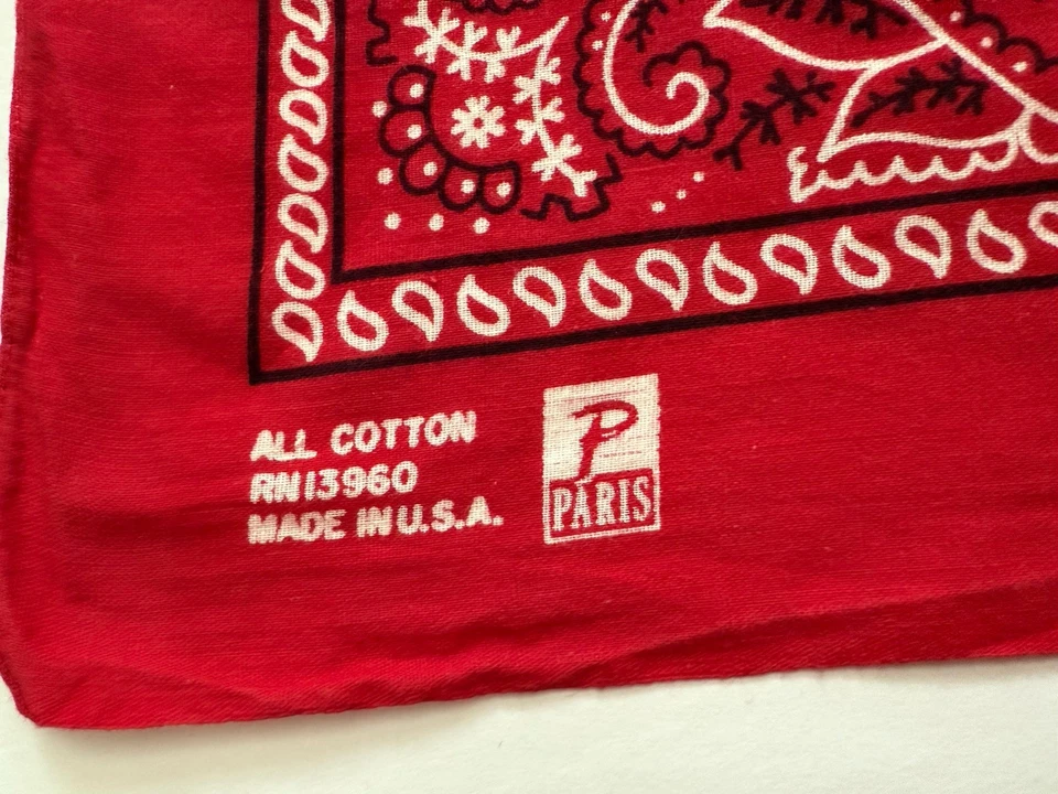 Pañuelo Bandana Rojo Paisley RN13960 De Colección Paris Todo Algodón Hecho en EE. UU. Foto 3 de 3