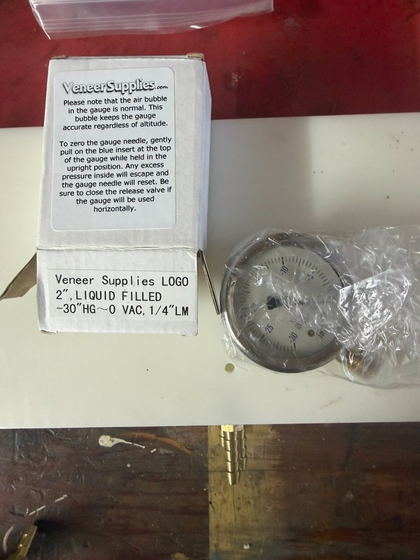 VeneerSupplies 2" Liquid‑Filled Vacuum Gauge –30"HG to 0, 1/4" LM – New