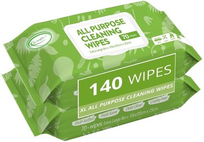 Air Jungles All Purpose Car and Home Cleaning Wipes 70 Count (Pack of 2)