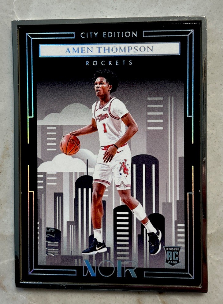 2023-24 Panini Noir - Rookies Metal Frame City Edition Amen Thompson /25 RC