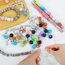 250 Pcs Beads for Pens, Focal Beads for Beadable Pens, Rhinestone Bead, Space...