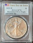 2023-W Burnished American Silver Eagle PCGS SP70 FDOI Flag Label *FREE SHIPPING*