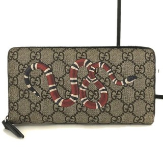 EGA GUCCI GG Supreme King Snake PVC Zip Around Long Wallet/6CE1951
