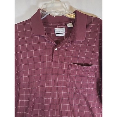 Natural Issue Polo Mens XXL Perform Dri Golf Shirt Short Sleeve Maroon Check