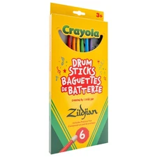 Zildjian Crayola Kids Drumsticks Set w/ 6 Vibrant Color Playful Crew Design