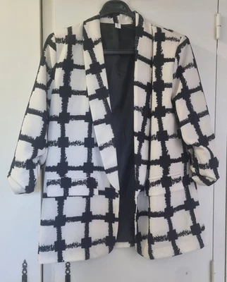 blazer new collection noir blanc carreaux taille 2/38/M - Photo 1/4