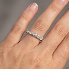 Eternity Wedding Ring Solid 14K White Gold 2.70 CT Oval Lab-Grown Diamond E VVS2