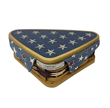 Longerberger 2009 Inaugural Basket w Lid Protector Fabric Liner Triangle Flag