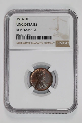 1914 LINCOLN WHEAT CENT NGC UNC DETAILS