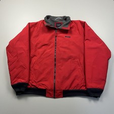 VTG Lands End 'The Squall' Jacket Mens XL Red Fleece-Lined 90s Full Zip Bomber