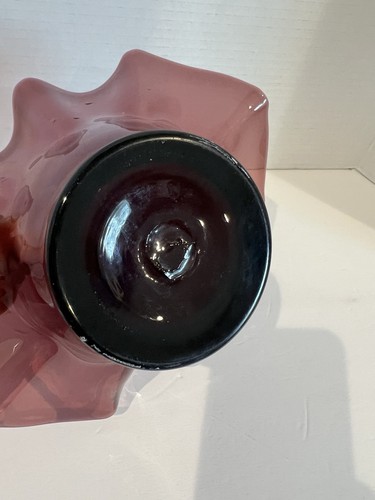 Vintage Hand Blown Delicate Amethyst Glass Ruffled Bowl - Picture 4 of 4