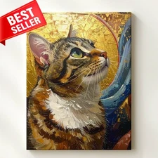 Canvas Cat Golden Icon Tabby Sacred Feline Classical Some Gazes Dont Wall Art