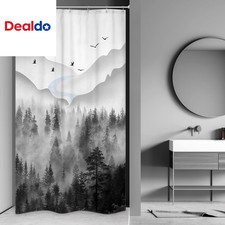Small Stall Shower Curtain for Bathroom Decor RV 36Wx72H Misty Rainforest Dark B