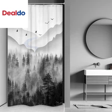 Small Stall Shower Curtain for Bathroom Decor RV 36Wx72H Misty Rainforest Dark B