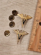 WWII Korean War US Army Veterinarian Officer Collar Insignia Set L@@K!!!