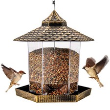 Twinkle Star Wild Bird Feeder Hanging for Garden Yard Outside Decoration, Hexago