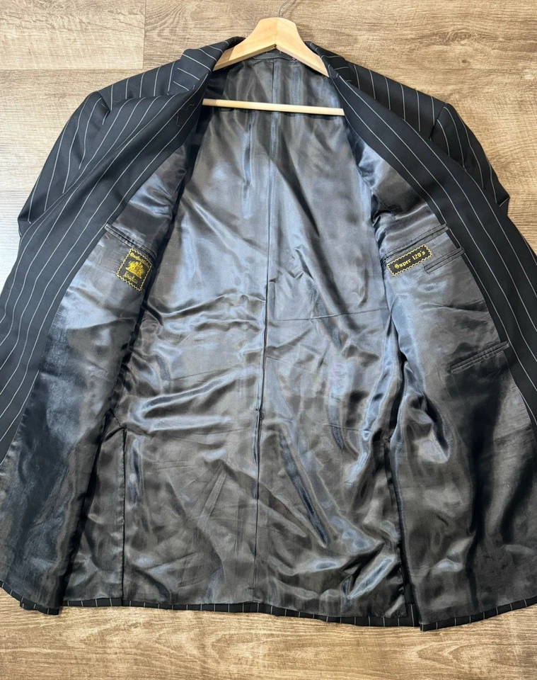 Traje a rayas negro/blanco de colección Oxxford Clothes Neiman Marcus Super 120’s para hombre Foto 4 de 4