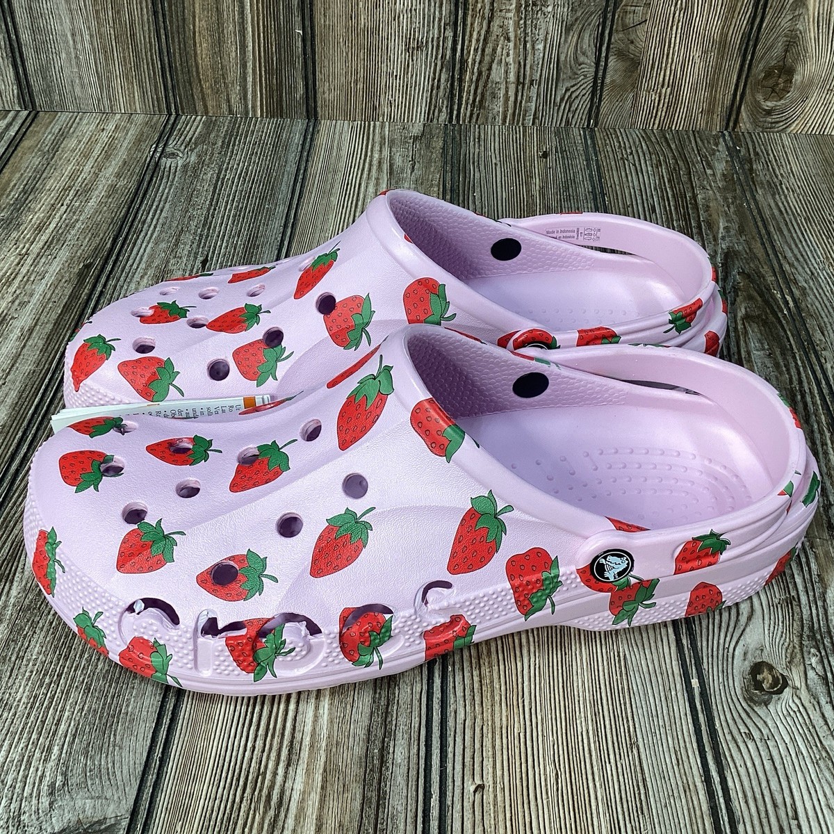 Crocs Mens Baya Limited Edition Slip On Clog Size 13 Pink Strawberries NEW