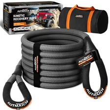 AUTMATCH 1" × 30 ft Kinetic Recovery Tow Rope 48000Lb Heavy Duty, Gray