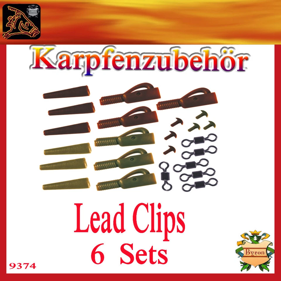 BYRON Karpfen-Angeln-Zubehör Lead Clips 6x Montage für Fixblei 9374